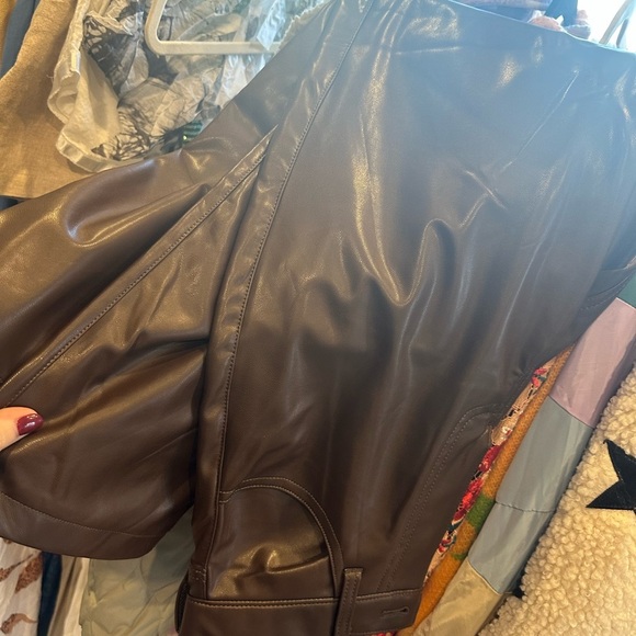 Abercrombie & Fitch brown Vegan Leather pants size 2S/26 - Picture 3 of 4